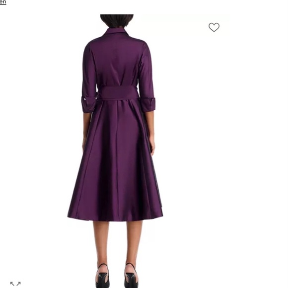 Rickie Freeman for Teri Jon Taffeta Party Shirt Dress in Plum - Picture 2 of 6